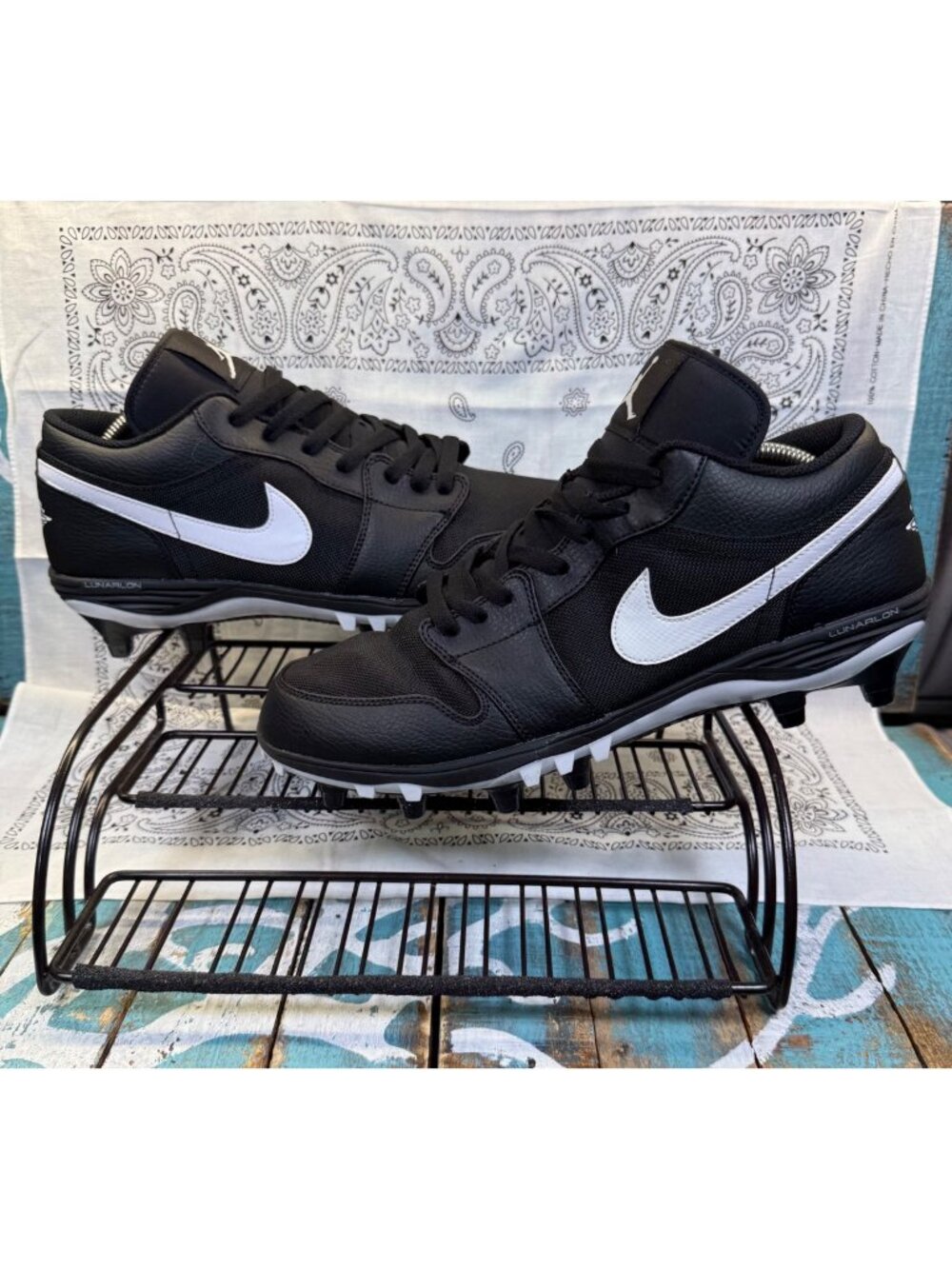 Nike Air Jordan 1 Low TD Football Cleat Black Men SZ 12 OG AV5292 EUC/New *READ*